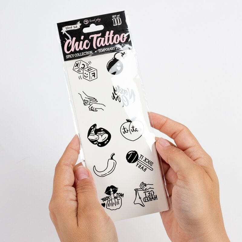 SECRET PLAY - SET DE 10 TATUAJES TEMPORALES DE LA COLECCIÓN SPICY