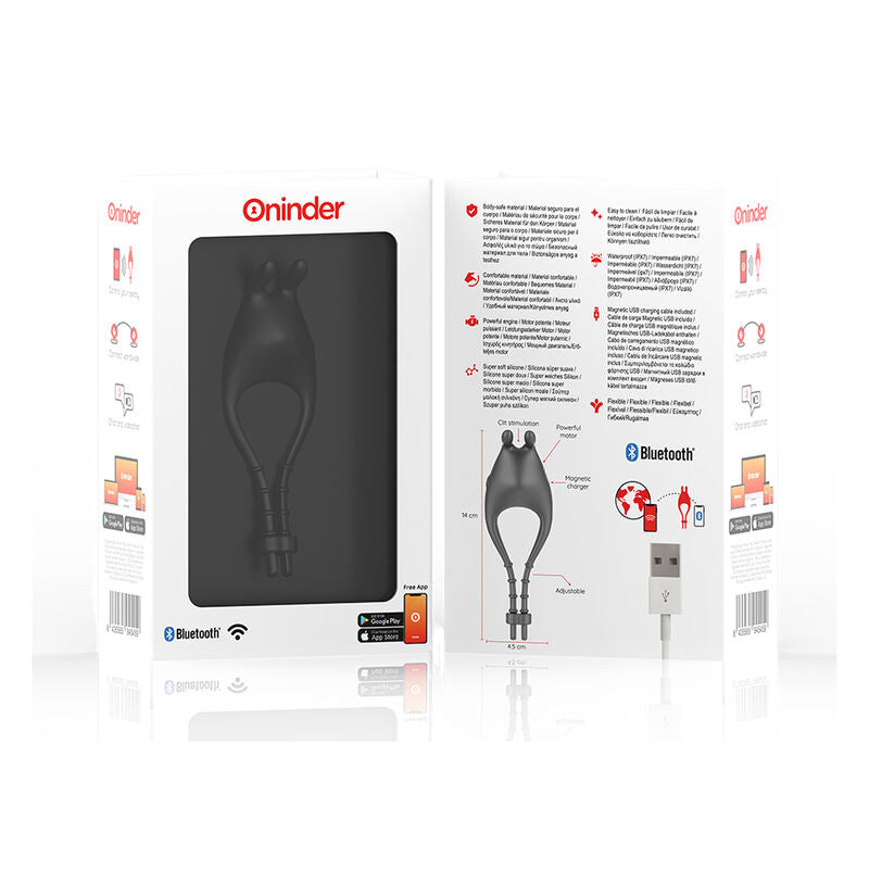 ONINDER - ANILLO VIBRADOR RECARGABLE AJUSTABLE PAMPA CON ESTIMULADOR DE CLÍTORIS DE 10 VELOCIDADES - APP GRATUITA