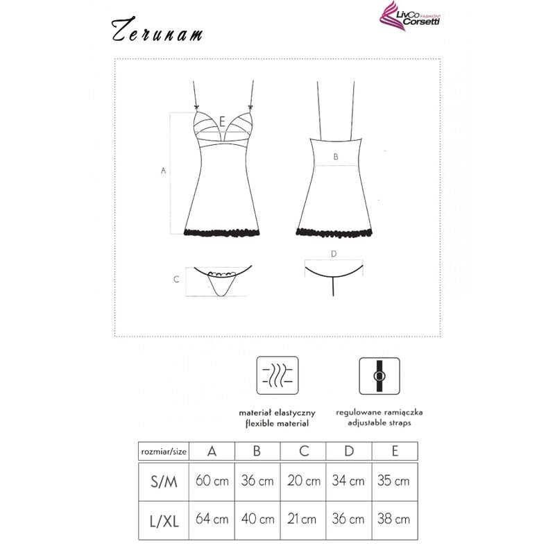 LIVCO CORSETTI FASHION - CONJUNTO BABYDOLL ZERUNAM + TANGA NEGRA