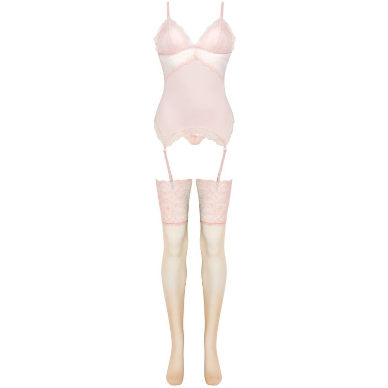 LIVCO CORSETTI FASHION - CONJUNTO DE CORSÉ + BRAGUITA + MEDIAS PERSINNE PEACH