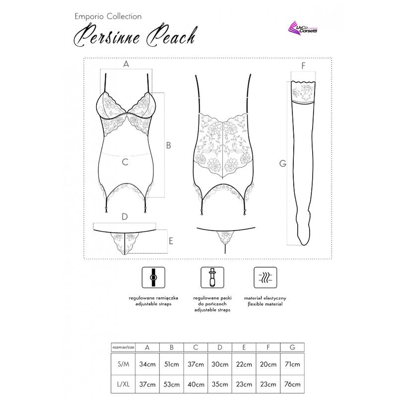 LIVCO CORSETTI FASHION - CONJUNTO DE CORSÉ + BRAGUITA + MEDIAS PERSINNE PEACH