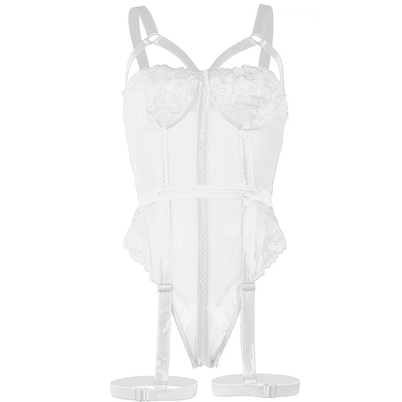 SUBBLIME - TEDDY CON TIRANTES DE LIGA Y DETALLE EN PECHO BLANCO S/M