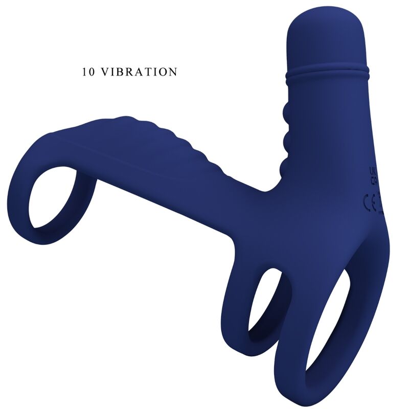 PRETTY LOVE - ANILLO VIBRADOR ELISH CON EXTENSIÓN AZUL