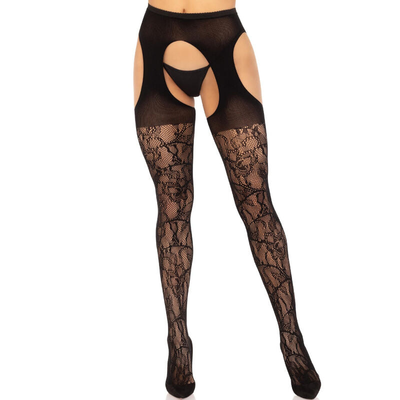 LEG AVENUE - MEDIAS DE LIGA DE ENCAJE NEGRO