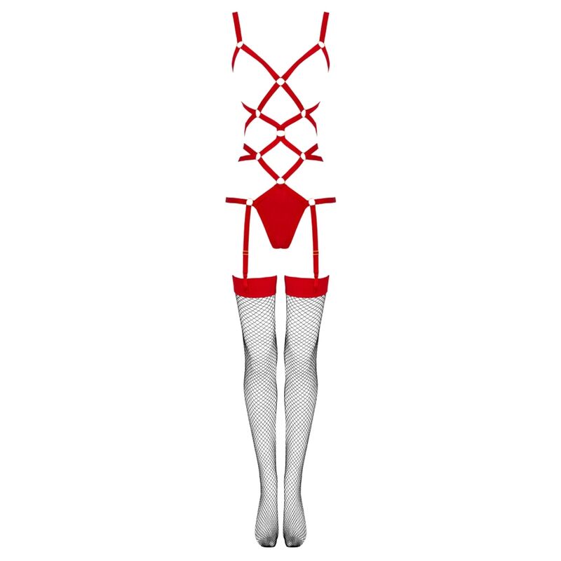LIVCO CORSETTI FASHION - THIARA LC 20213 BODY SET + RED SOCKS S/M