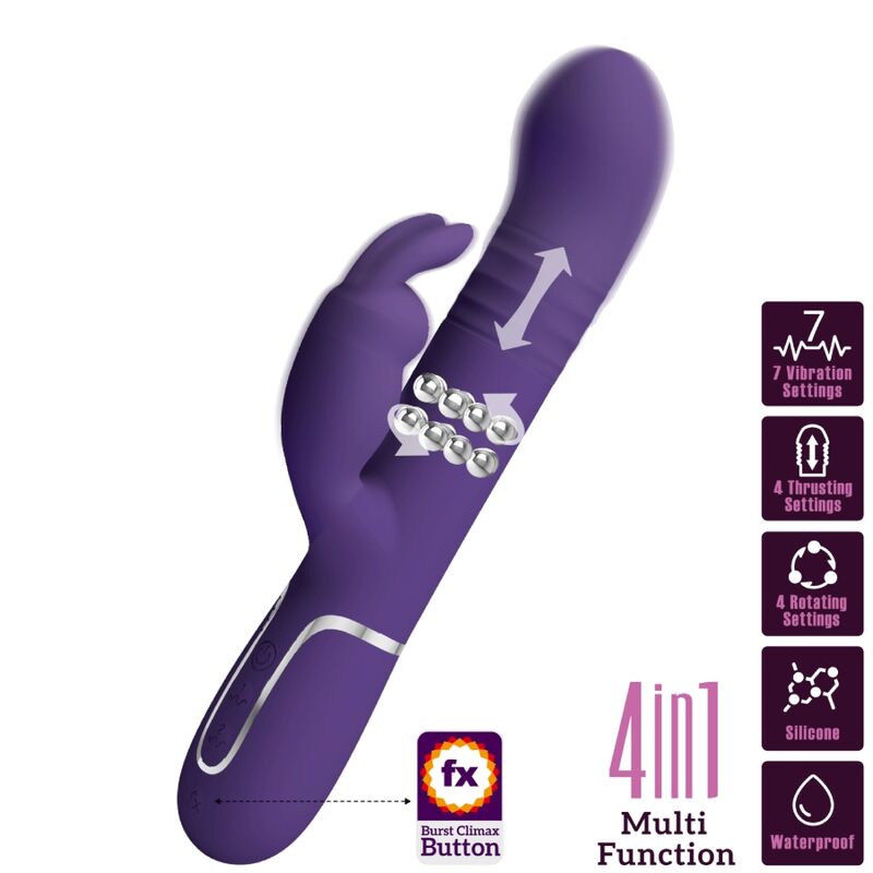 PRETTY LOVE - VIBRADOR CONEJO MORADO 4 EN 1 COALE