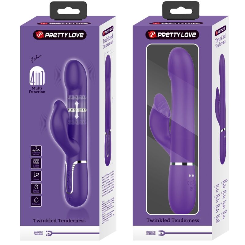 PRETTY LOVE - ZALIN 4 IN 1 PEARL RABBIT VIBRATOR PURPLE