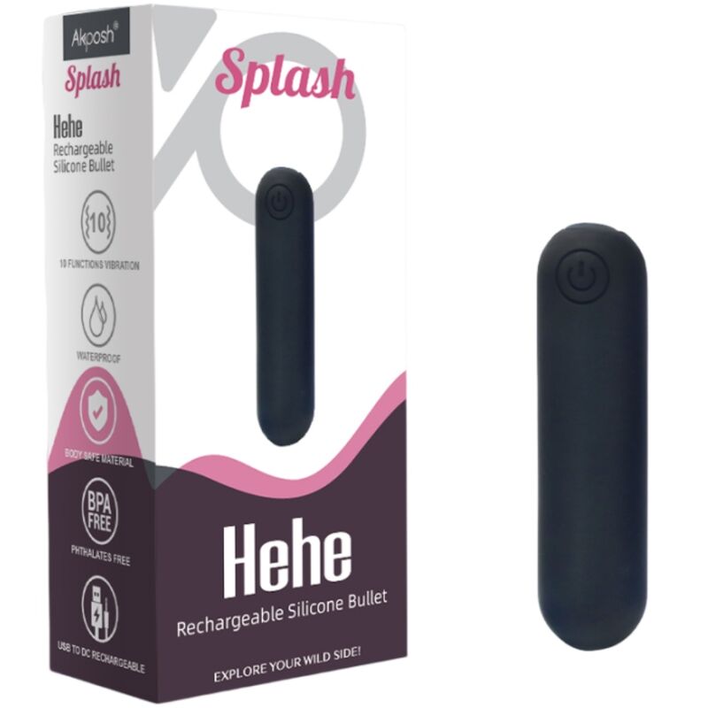 SPLASH HEHE VIBRADOR BALA SILICONE 10 VIBRAÇÕES 65 X 15 CM PRETO