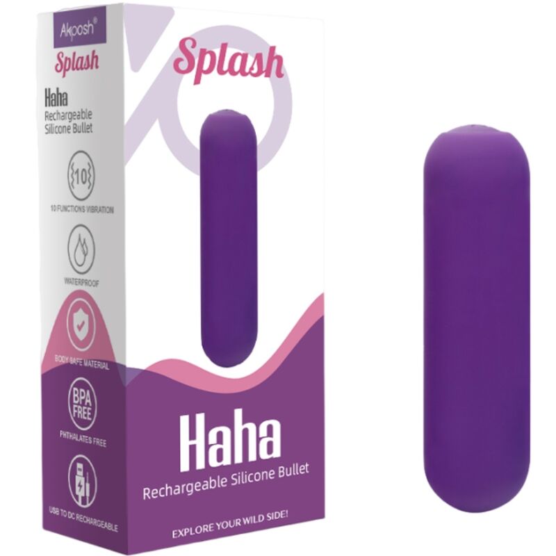 SPLASH HAHA VIBRADOR BALA SILICONE 10 VIBRAÇÕES 75 X 19 CM ROXO