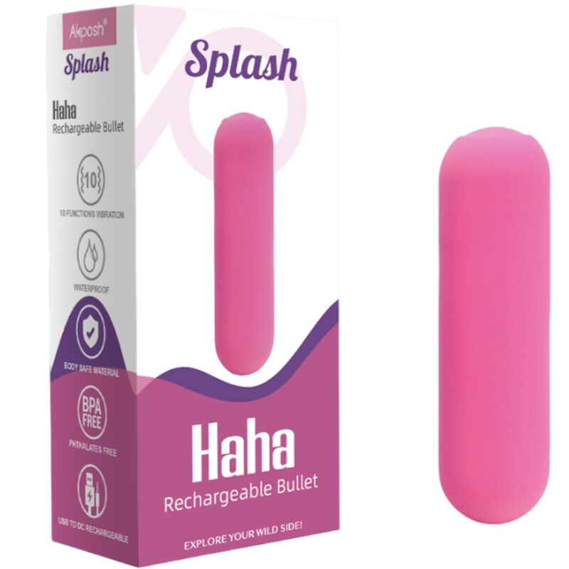 SPLASH HAHA VIBRADOR BALA SILICONE 10 VIBRAÇÕES 75 X 19 CM ROSA