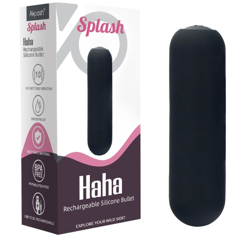 SPLASH HAHA VIBRADOR BALA SILICONE 10 VIBRAÇÕES 75 X 19 CM PRETO