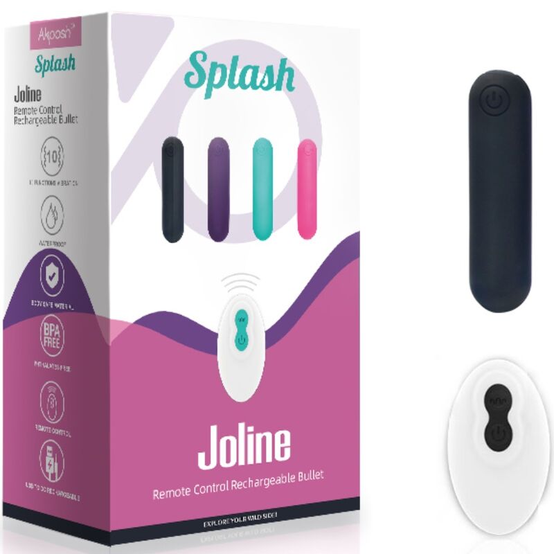SPLASH JOLINE VIBRADOR BALA SILICONE CONTROLE REMOTO 10 VIBRAÇÕES 65 X 15 CM PRETO