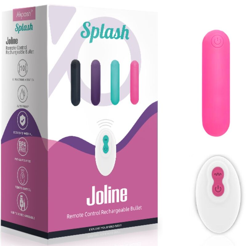 SPLASH JOLINE VIBRADOR BALA SILICONE CONTROLE REMOTO 10 VIBRAÇÕES 65 X 15 CM ROSA