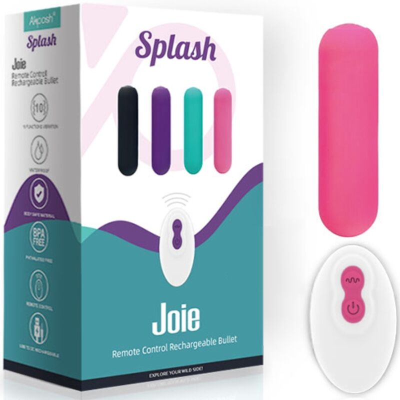 SPLASH JOIE VIBRADOR BULLET SILICONE CONTROLE REMOTO 10 VIBRAÇÕES 75 X 19 CM ROSA