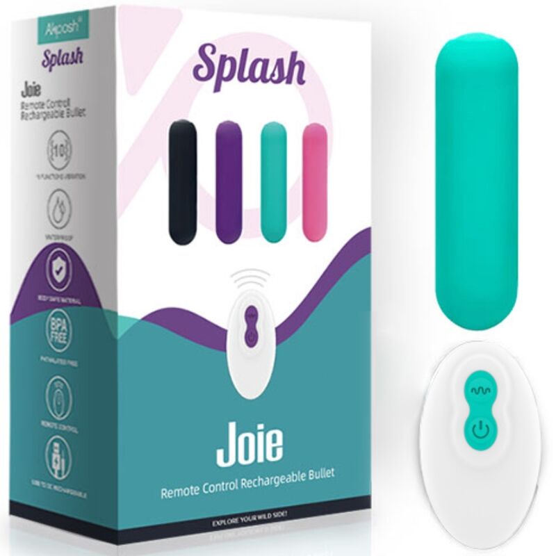 SPLASH JOIE VIBRADOR BULLET SILICONE CONTROLE REMOTO 10 VIBRAÇÕES 75 X 19 CM VERDE