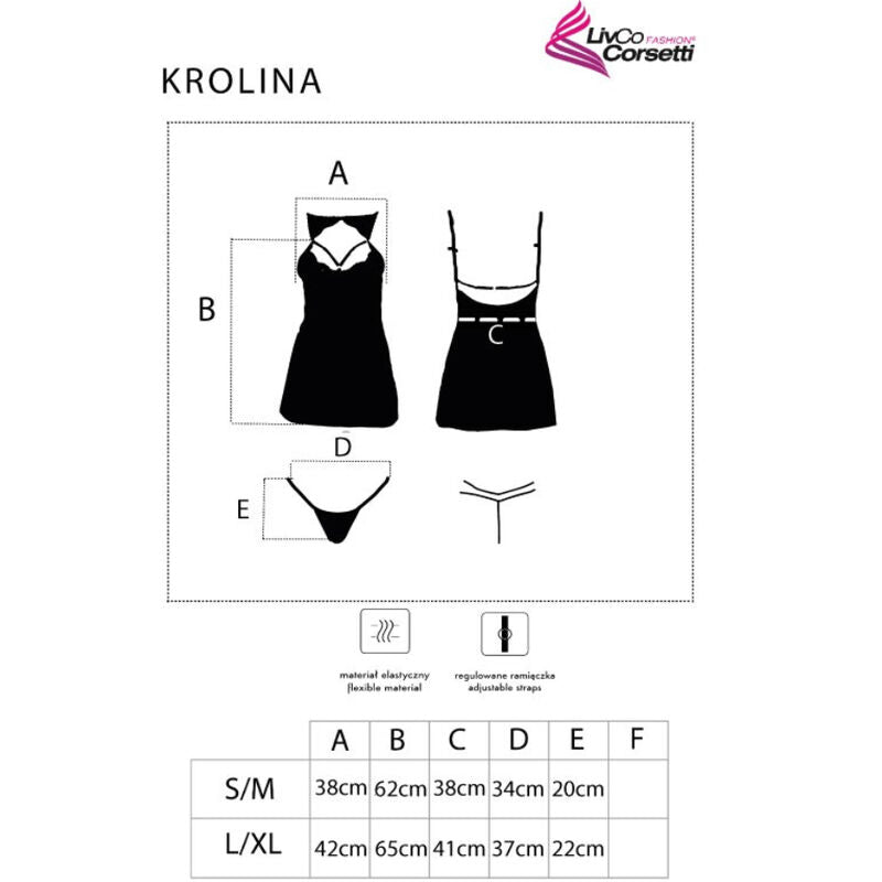 LIVCO CORSETTI FASHION - KROLINA LC 90734 CAMISETA + TANGA NEGRA S/M