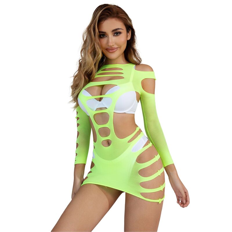 SUBBLIME - 952280 VESTIDO VERDE MANGA LARGA CON RED ELÁSTICA TALLA ÚNICA