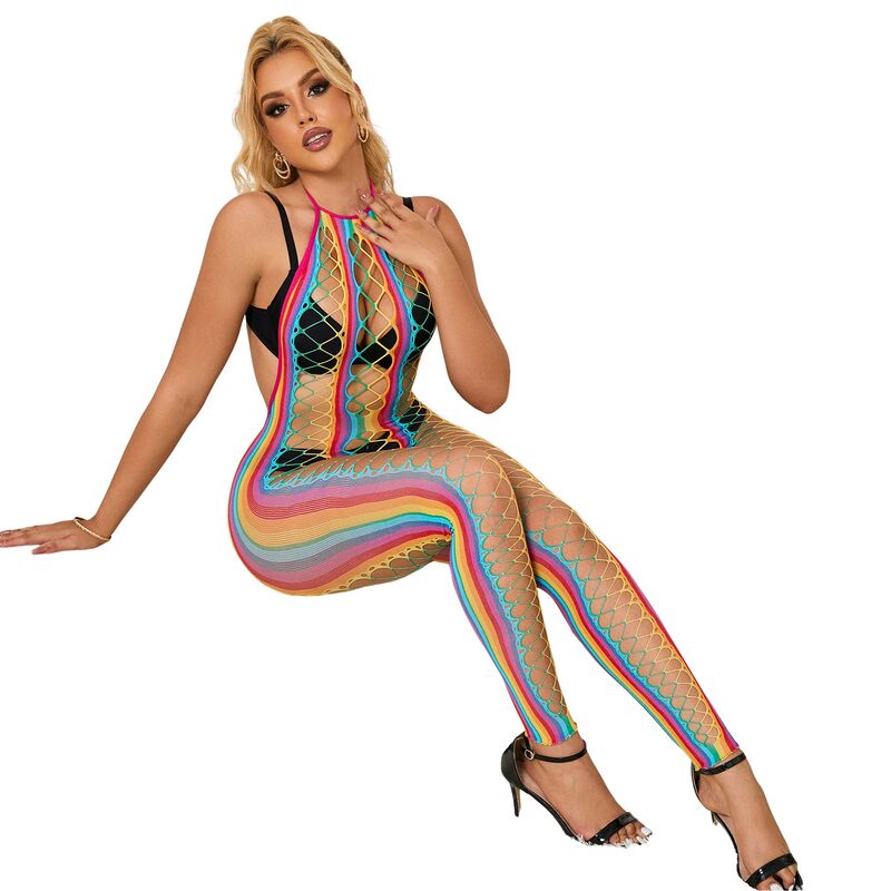 SUBBLIME - 952358 VESTIDO DE RED CON CUELLO HALTER ARCOÍRIS TALLA ÚNICA