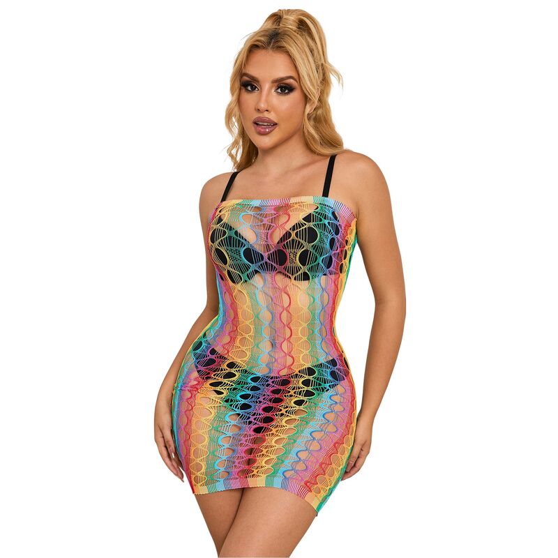 SUBBLIME - 952365 VESTIDO DE RED CON HOMBROS DESCUBIERTOS ARCOÍRIS TALLA ÚNICA