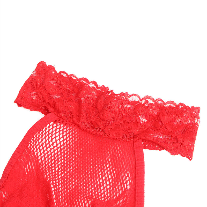 SUBBLIME - 952372 BODY DE RED CON ENCAJE Y CUELLO ALTO ROJO TALLA ÚNICA