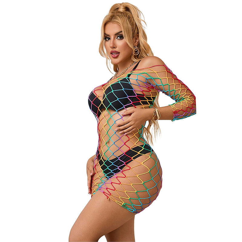 SUBBLIME - 952426 VESTIDO DE RED DE MANGA LARGA ARCOÍRIS TALLA ÚNICA