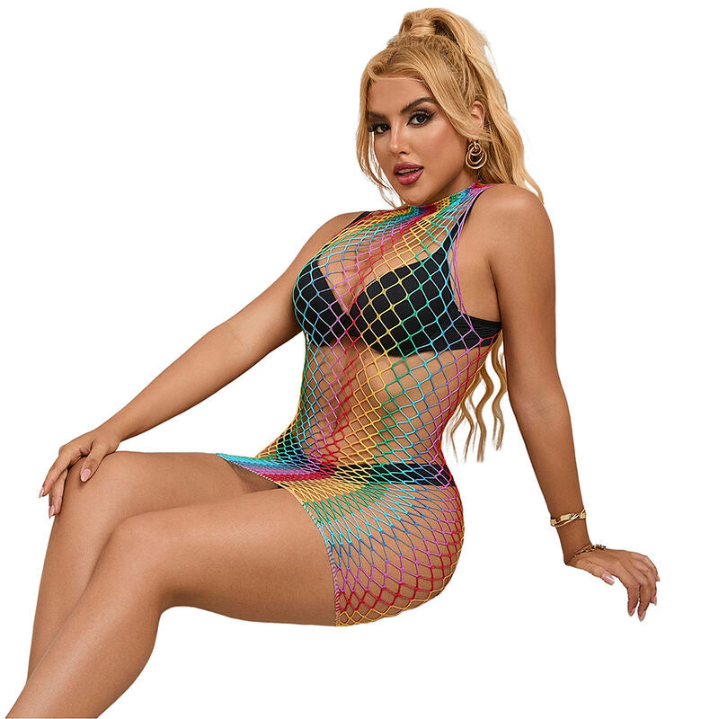 SUBBLIME - 952433 VESTIDO DE RED SIN MANGAS CON CUELLO ALTO ARCOÍRIS TALLA ÚNICA