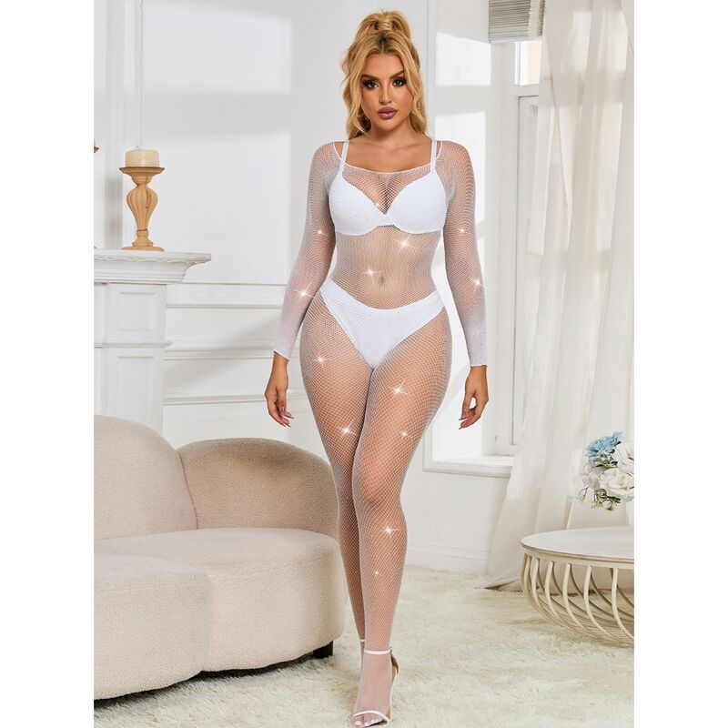 SUBBLIME - 952396 BODY DE MALLA DE DIAMANTE MANGA LARGA BLANCO TALLA ÚNICA