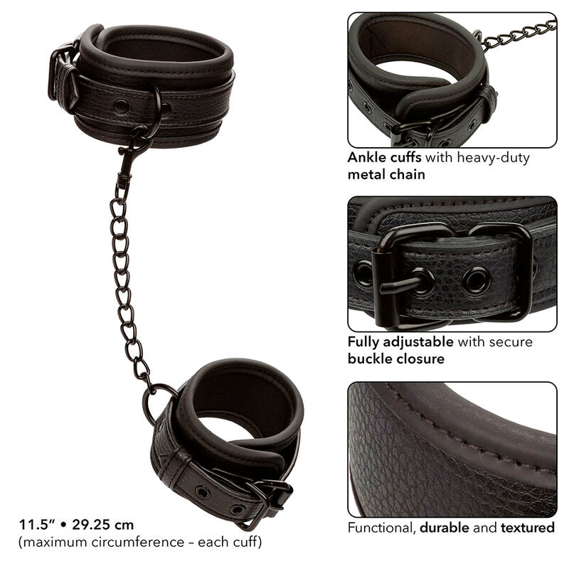 CALEXOTICS - PUÑOS DE TOBILLO DE CUERO AJUSTABLES NOCTURNAL NEGROS