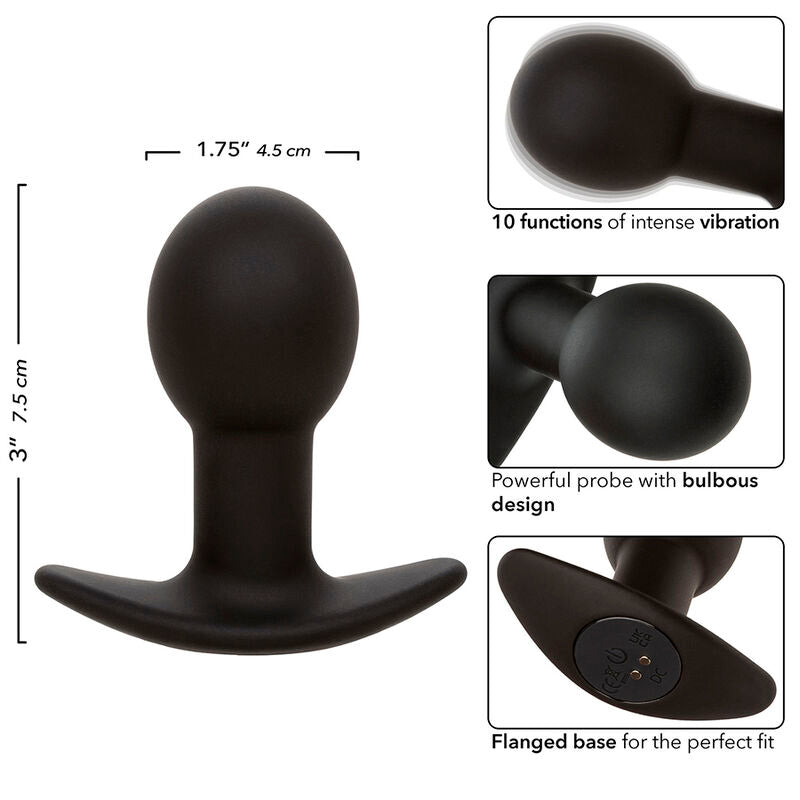 CALEXOTICS - PLUG ANAL ROCK BOTTOM 10 VIBRACIONES SILICONA NEGRO