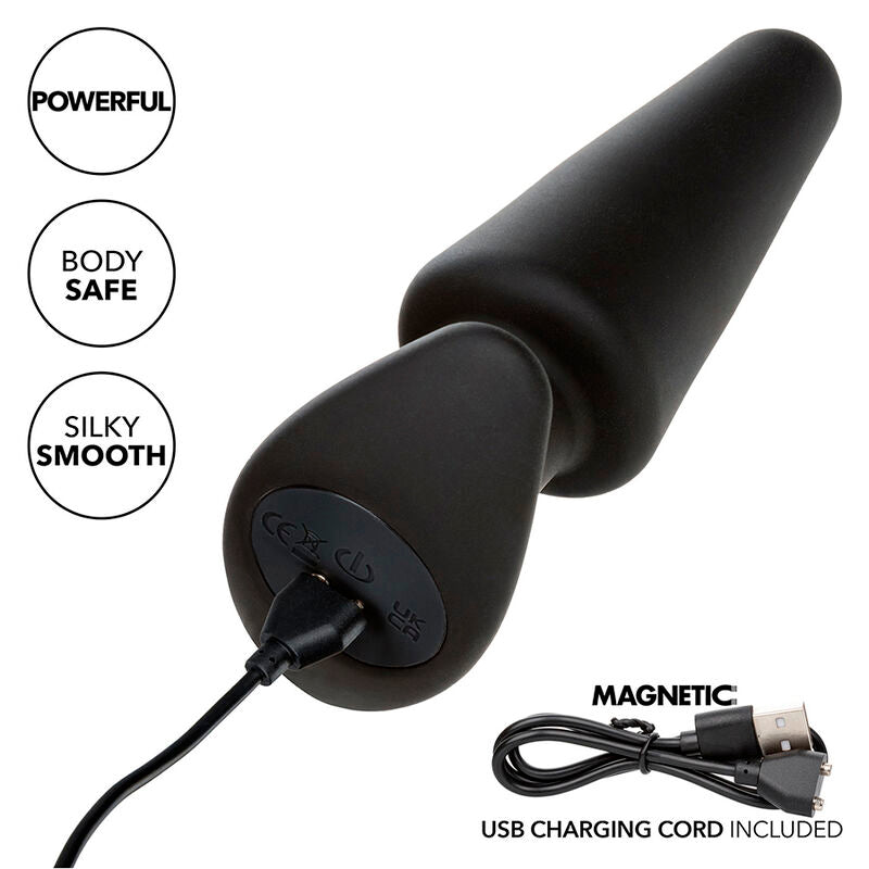 CALEXOTICS - ROCK BOTTOM TAPERED ANAL PLUG 10 VIBRATIONS SILICONE BLACK