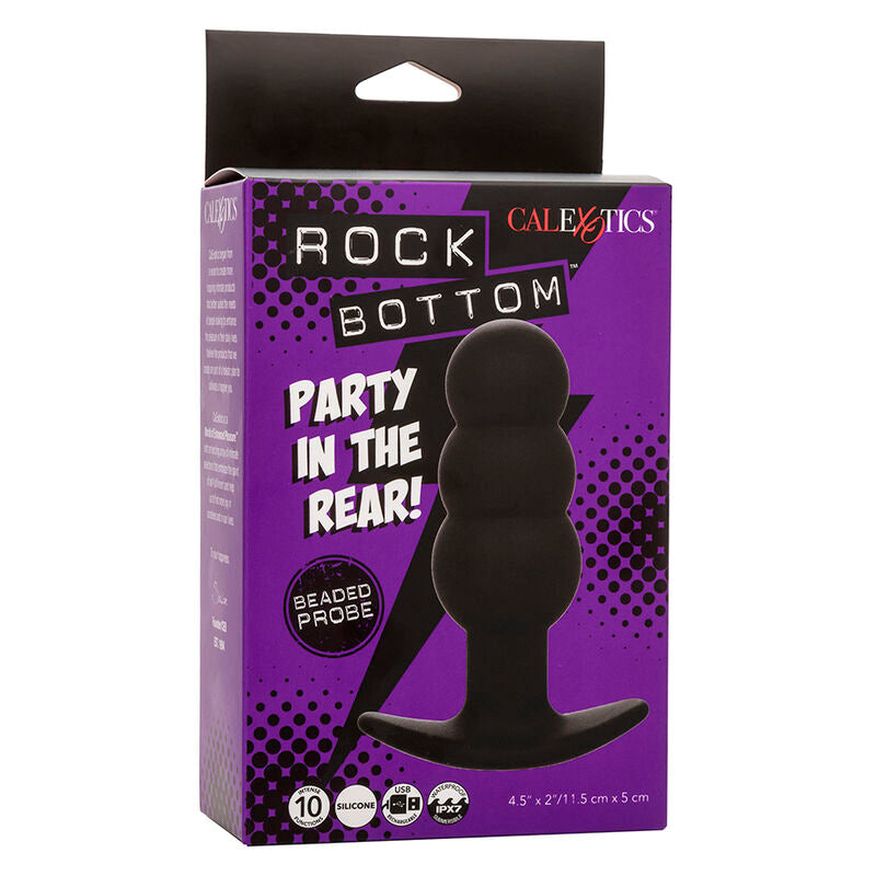CALEXOTICS - PLUG ANAL CON BOLAS ROCK BOTTOM 10 VIBRACIONES SILICONA NEGRA