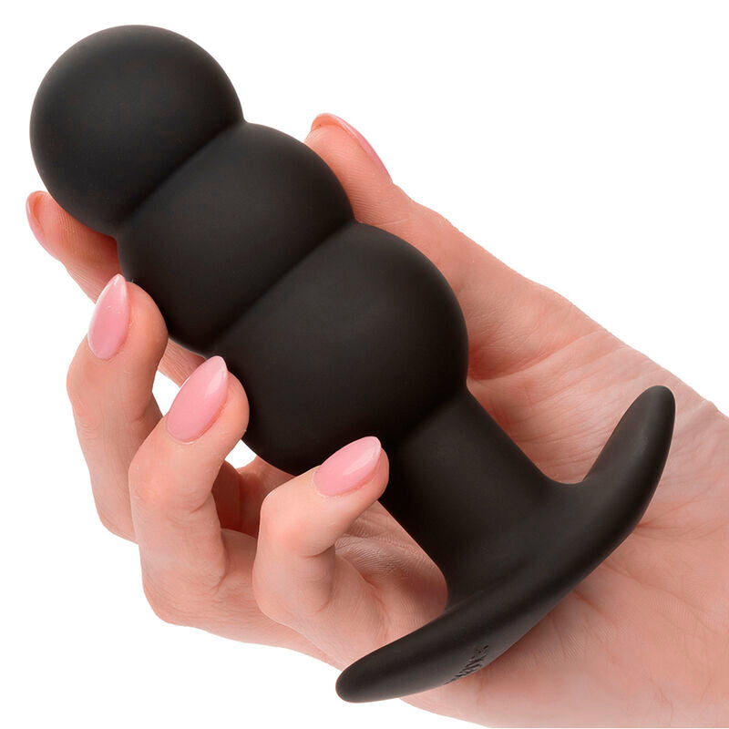 CALEXOTICS - PLUG ANAL CON BOLAS ROCK BOTTOM 10 VIBRACIONES SILICONA NEGRA