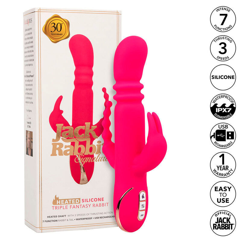 CALEXOTICS - VIBRADOR CONEJO ROSA CON TRIPLE CALOR JACK FANTASY