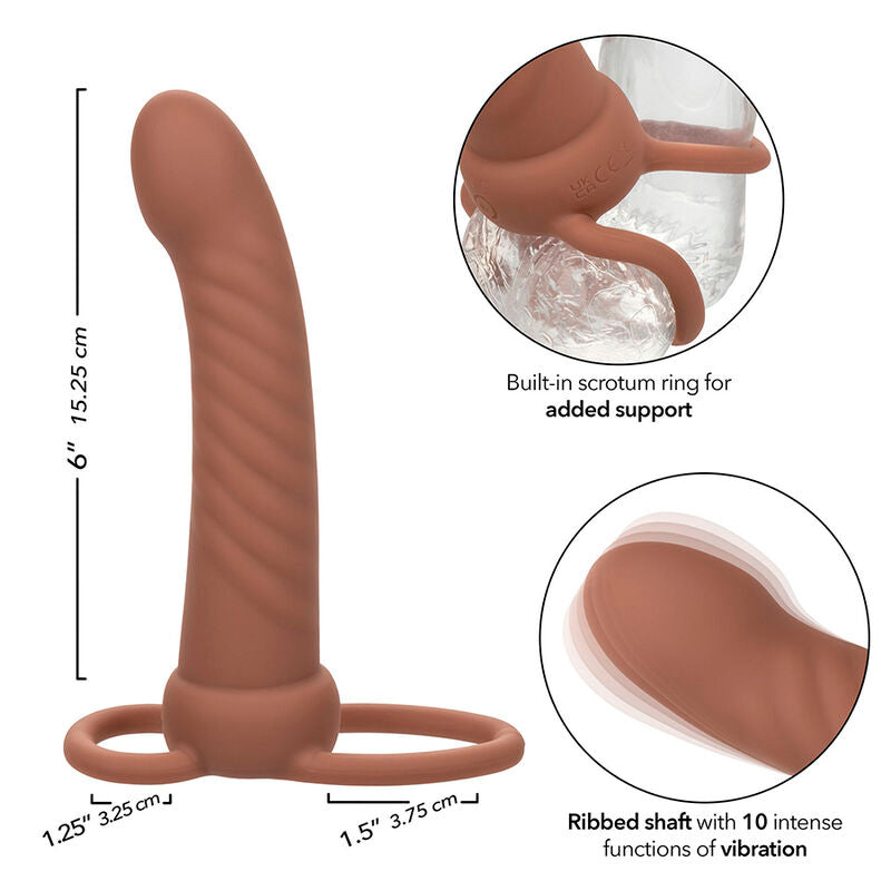 CALEXOTICS - MAXX RIBBED DOBLE PENETRADOR 10 VIBRACIONES MARRÓN
