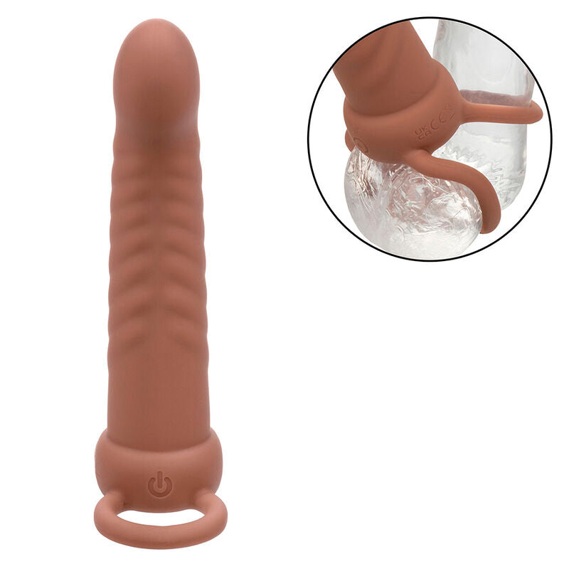 CALEXOTICS - MAXX RIBBED DOBLE PENETRADOR 10 VIBRACIONES MARRÓN