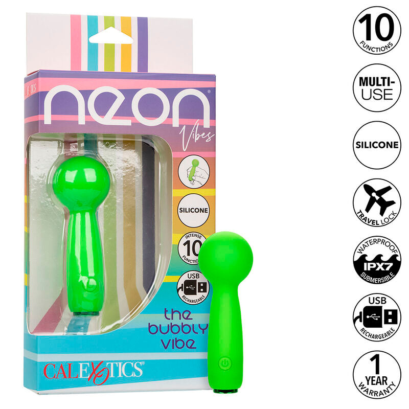 CALEXOTICS - MINI MASAJEADOR BUBBLY VIBE NEON VIBES 10 VIBRACIONES VERDE