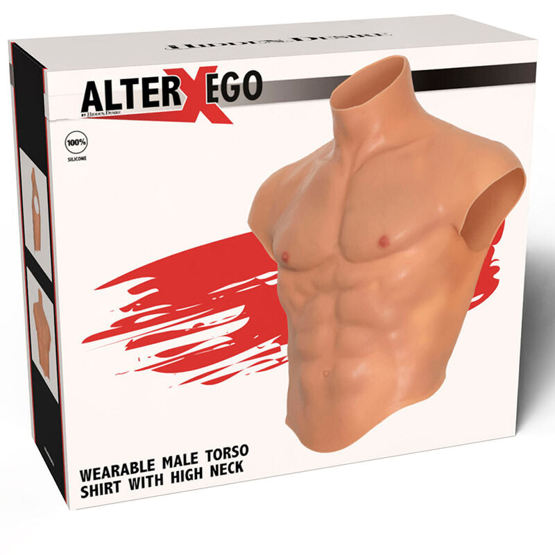 DESEO OCULTO - CAMISA DE TORSO MASCULINO DE SILICONA ALTER EGO CON ABS CARNE