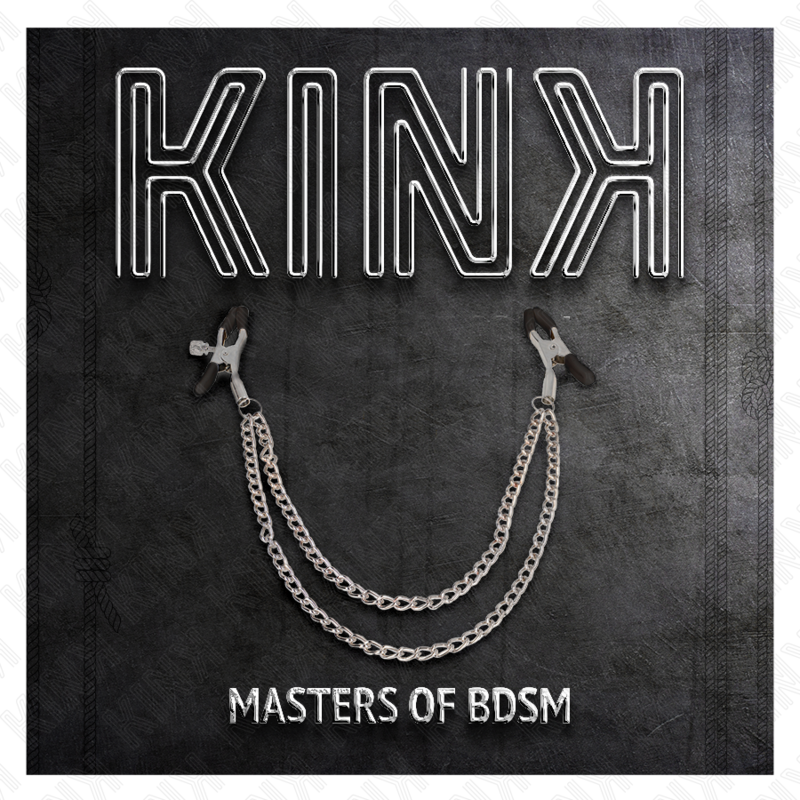 KINK - PINZAS PARA PEZONES CON 2 CADENAS GRUESAS DE PLATA 20/23 CM