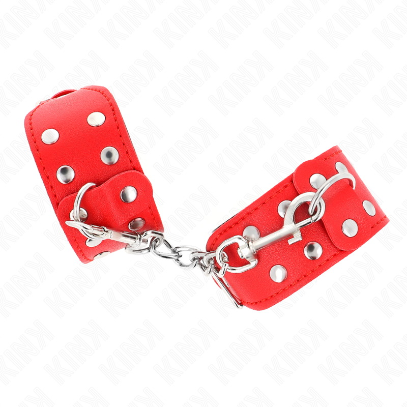 KINK - PULSERAS DE CLAVO DE DOBLE LÍNEA AJUSTABLES ROJAS