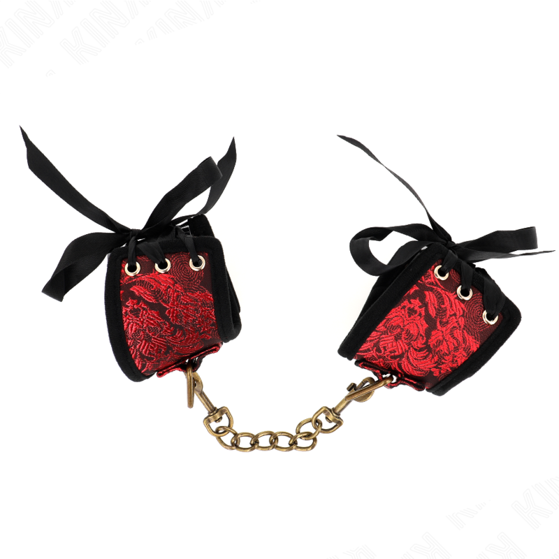 ALMOHADILLAS PARA MUÑECAS KINK - SCANDAL DETALLES DE ENCAJE ROJO-NEGRO 24,5 CM X 6,5 CM