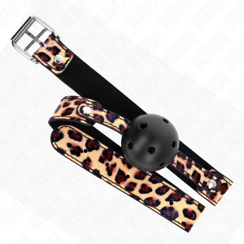KINK - MORDAZA TRANSPIRABLE DE PELOTA DE LEOPARDO DE 4,5 CM 65 x 2,5 CM