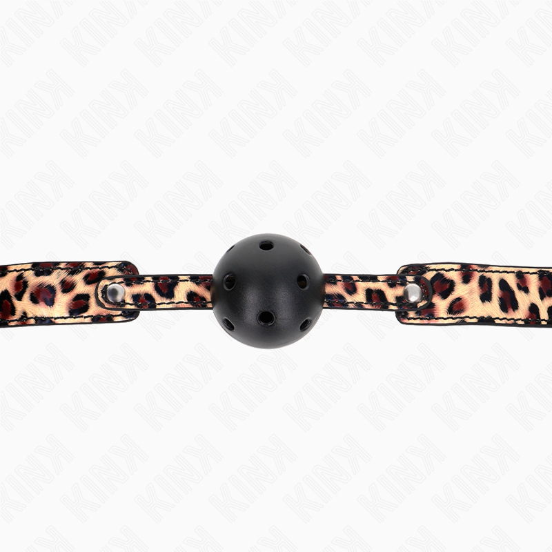 KINK - MORDAZA TRANSPIRABLE DE PELOTA DE LEOPARDO DE 4,5 CM 65 x 2,5 CM
