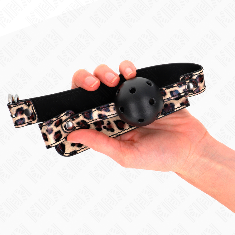 KINK - MORDAZA TRANSPIRABLE DE PELOTA DE LEOPARDO DE 4,5 CM 65 x 2,5 CM