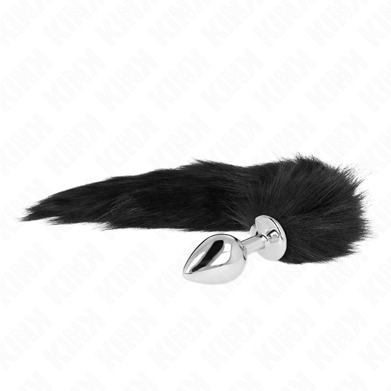 KINK - PLUG ANAL TAMAÑO M 8 X 3,5 CM CON COLA SINTÉTICA 40 CM NEGRO