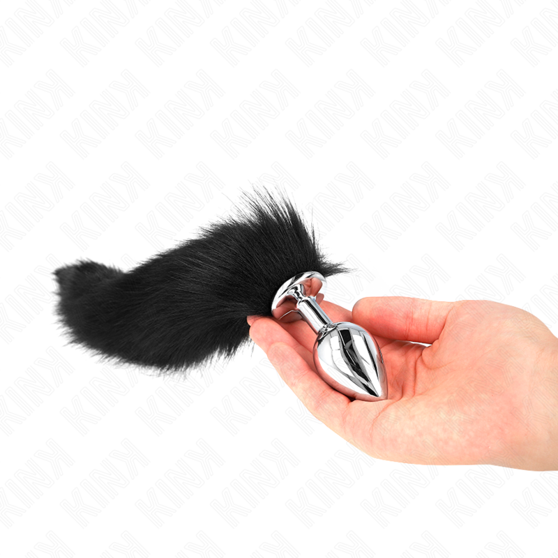 KINK - PLUG ANAL TAMAÑO M 8 X 3,5 CM CON COLA SINTÉTICA 40 CM NEGRO