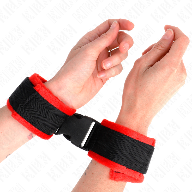 KINK - RESTRICCIONES PARA MUÑECAS DE NYLON CON GANCHO Y BUCLE NEGRO MODELO 1 AJUSTABLE 25-35 CM X 6 CM