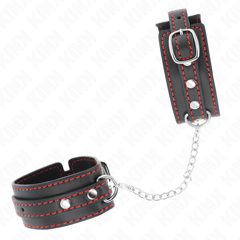 KINK - PUÑOS PEQUEÑOS NEGROS CON FORRO ROJO AJUSTABLES 14-24 CM X 3,5 CM