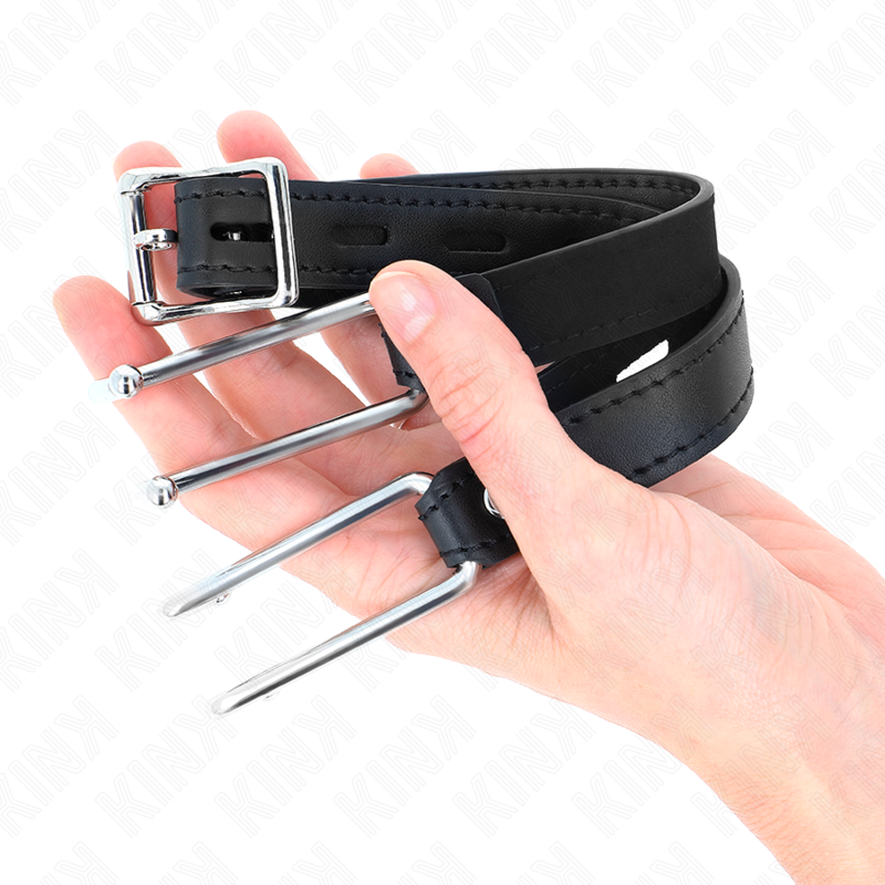 KINK - MORDAZA DE GANCHO DE METAL DE 11,5 CM CON CORREA DE CUERO AJUSTABLE 39-58 CM X 2 CM