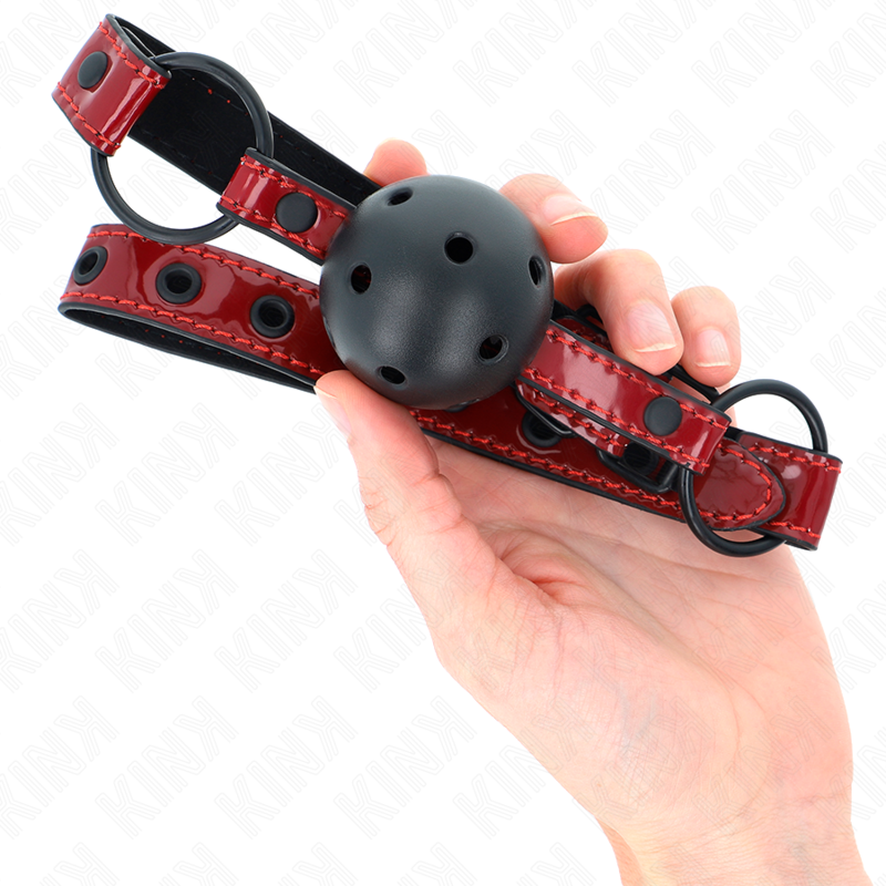 KINK - PELOTA DE CUERO BRILLANTE 4,5 CM MORDAZA 63,5 X 2 CM AJUSTABLE 41 X 59 CM