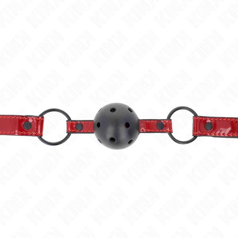 KINK - PELOTA DE CUERO BRILLANTE 4,5 CM MORDAZA 63,5 X 2 CM AJUSTABLE 41 X 59 CM